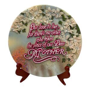 Vintage Decorative Mother Poem Plate 3D Floral Design 9” Wall Hanging